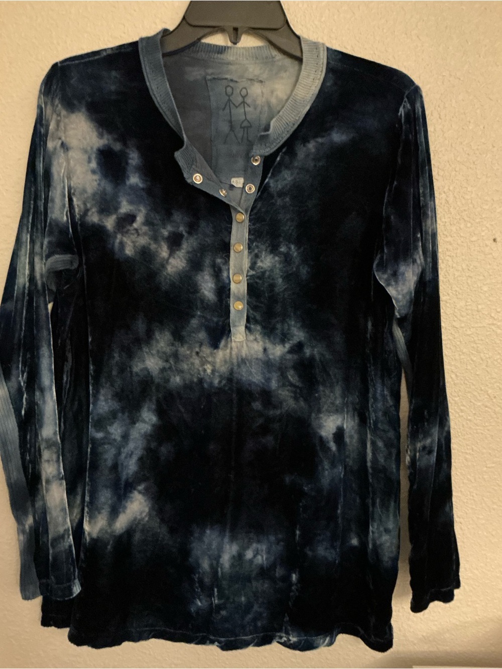Johnny Was Calme Silk Blend Velvet Tie Dye Henley Top Women's Small S P11617-7